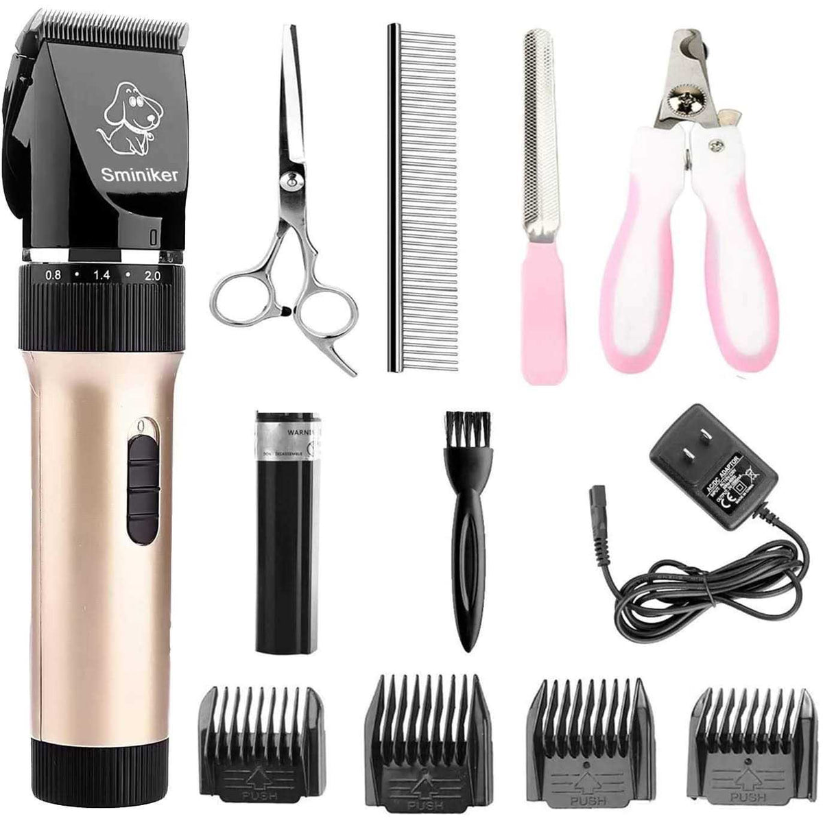 Low Noise Rechargeable Cordless Pet Clippers Grooming Kit with Storage Bag L60744