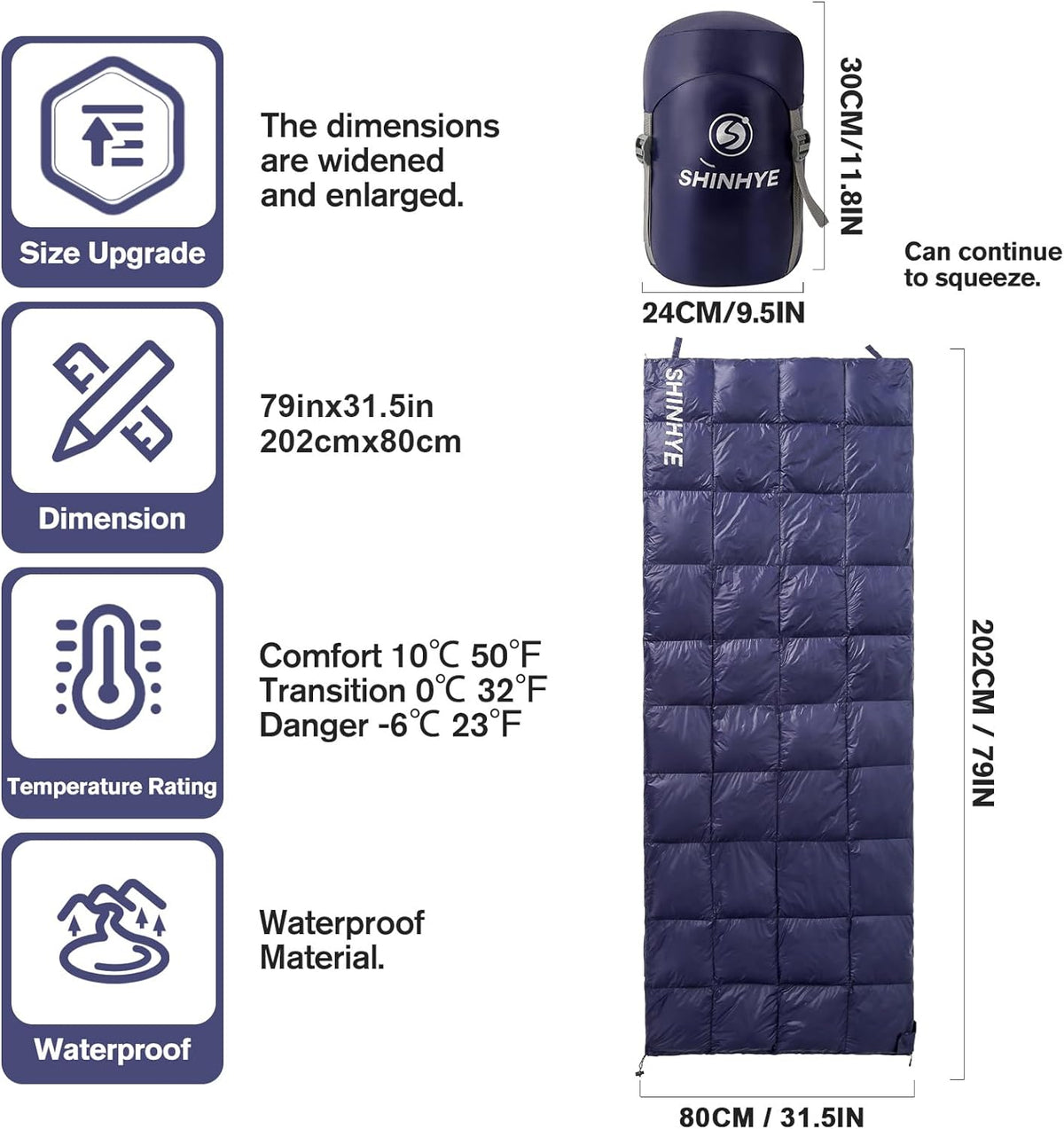600 Fill Down Ultralight Envelope Sleeping Bag D5111