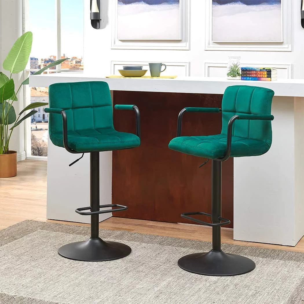 Adjustable Swivel Bar Stools Set of 2 with Back and Arms G601