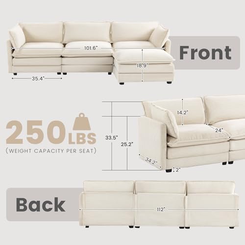 Oversized Modular Sectional Sofa with Movable Ottoman K514