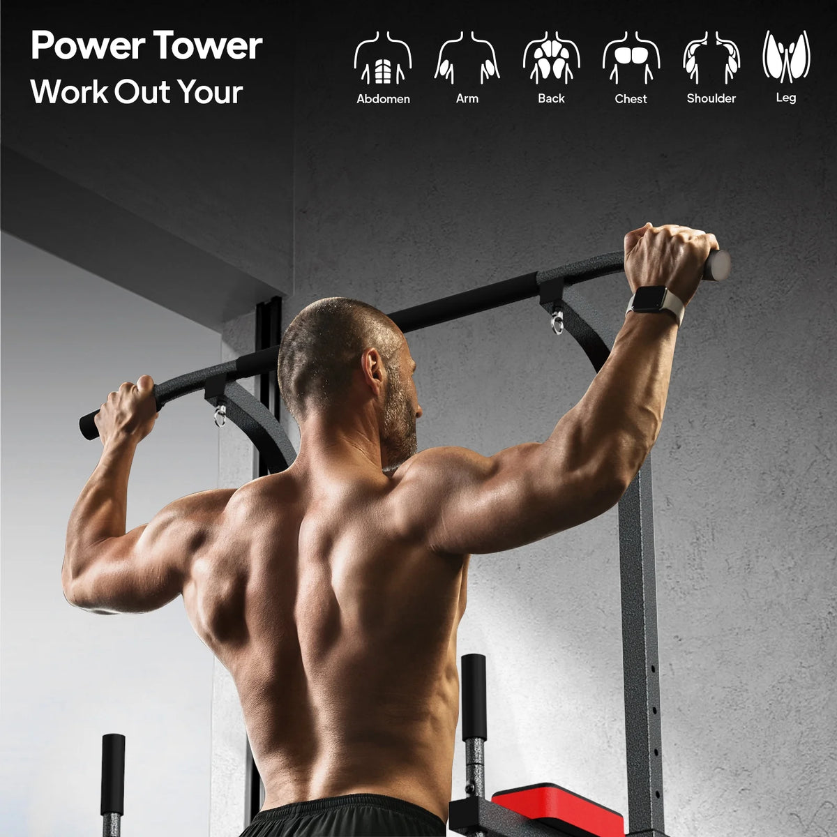 Power Tower Dip Station Pull up Bar 480lbs J256