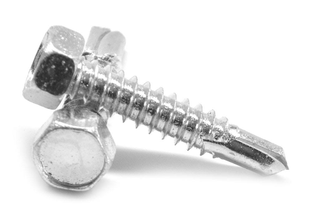 1/4-14 x 2 Self Drilling Screw Indented Hex Head Low Carbon Steel Zinc Plated K304969