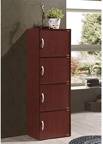 4 Shelf 4 Door Bookcase in Mahogany V11106
