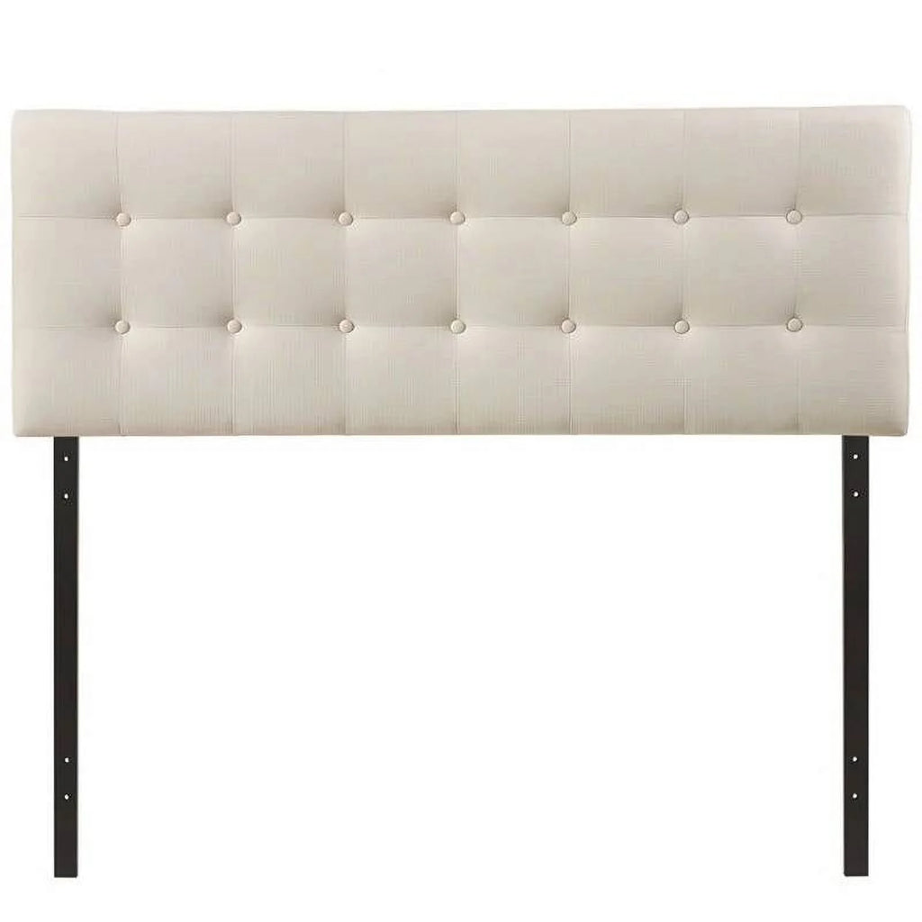 Full size Ivory Fabric Upholstered Tufted Headboard V2197