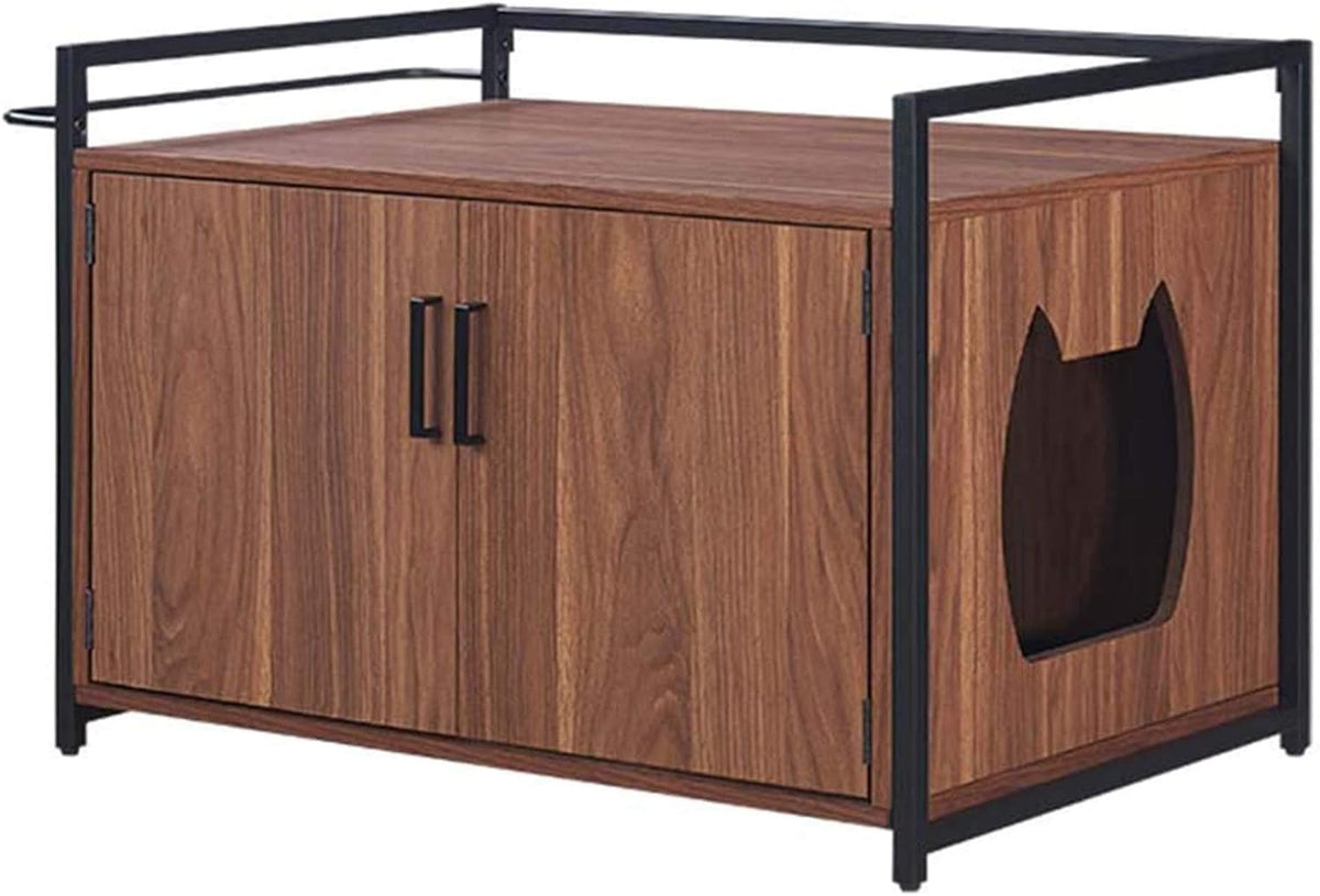 Cat Litter Box Enclosure with Metal Frame and Wood Structure R279598