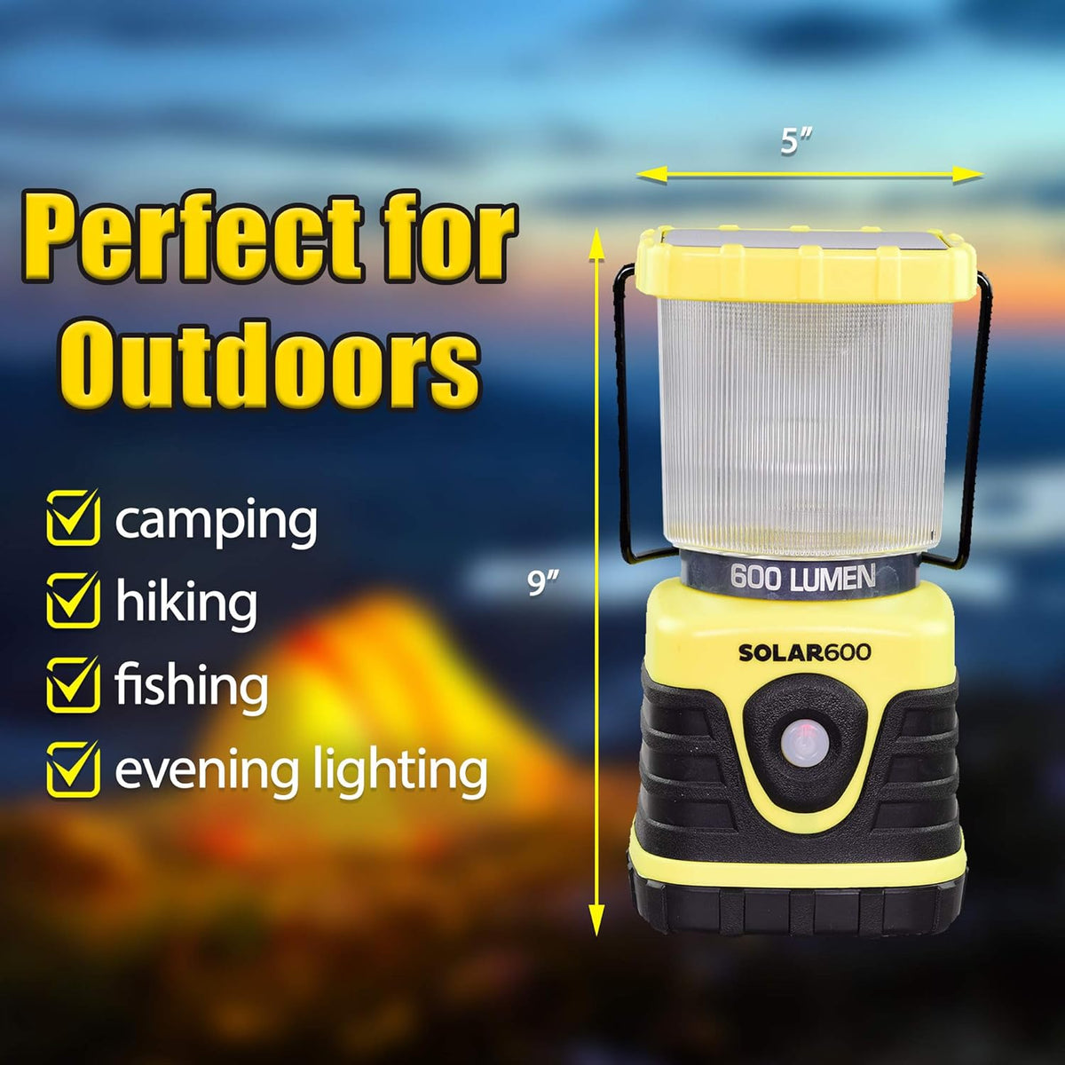 Rechargeable Solar Camping Lantern 600 Lumen USB Power Bank H710