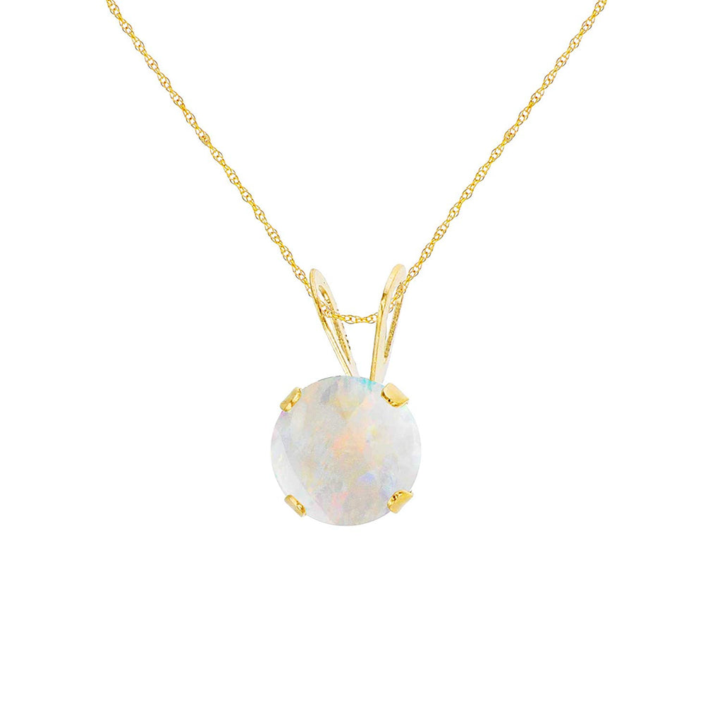 14K Gold 5mm Round Gemstone Birthstone 18" Rope Chain Necklace N765206