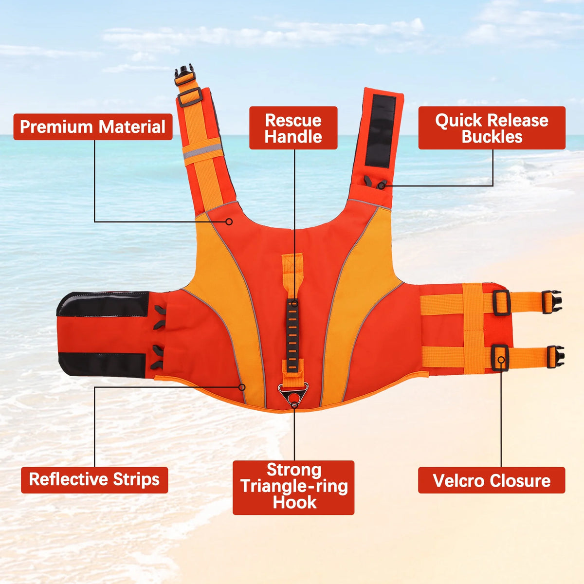 Dog Life Jacket with Reflective Stripes J868