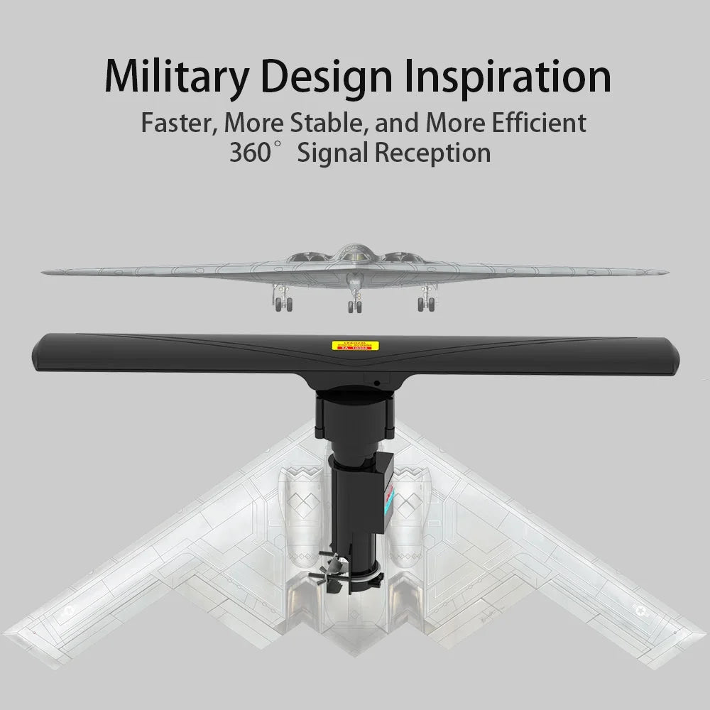 360° Rotation Dual-band Digital Antenna 40-860MHz 20±3dB Black Q76463