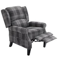 Gray Check Upholstered Recliner Chair with Adjustable Footrest and Side Pocket M910