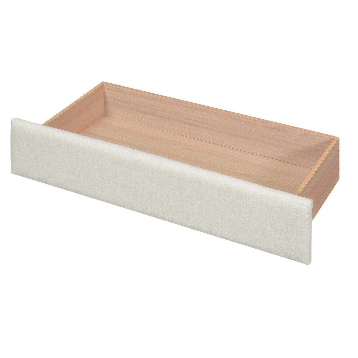 Beige Queen Size Upholstered Platform Bed with 3 Storage Drawers Z7393