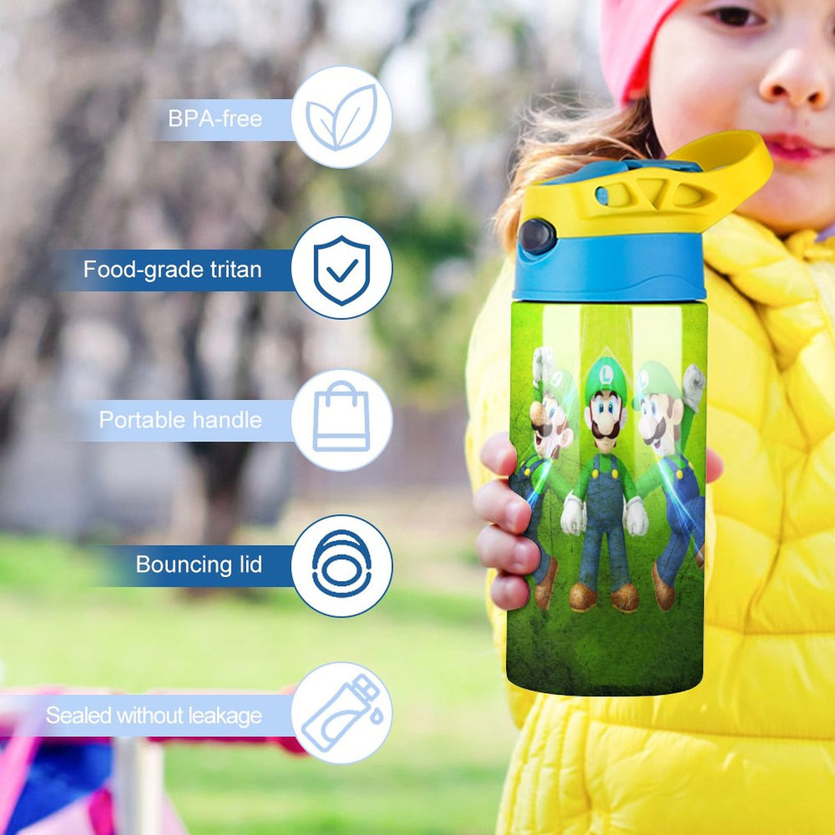 Insulated Stainless Steel Water Bottle with Straw H174384