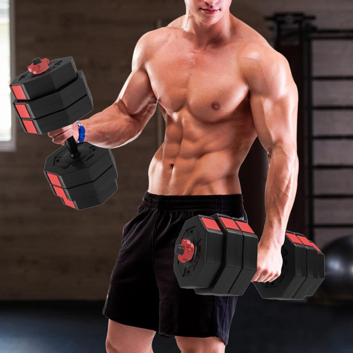 Adjustable Dumbbells with Connecting Rod, Pack of 2 C1996