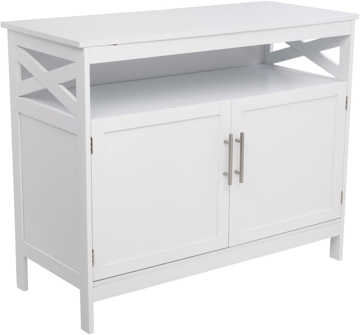 Ivory White Sideboard Buffet Storage Cabinet with 2 Drawers, 1 Adjustable Shelf, 2 Doors W9737