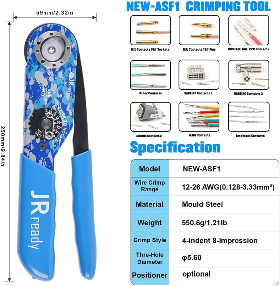 Crimping Tool Kit with 5 Adjustable Positioner for Heavy Duty Connector Y1550