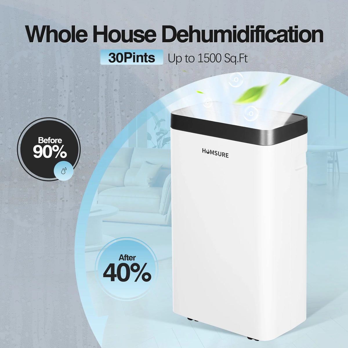 22 Pints Portable Dehumidifier with Drain Hose O349906