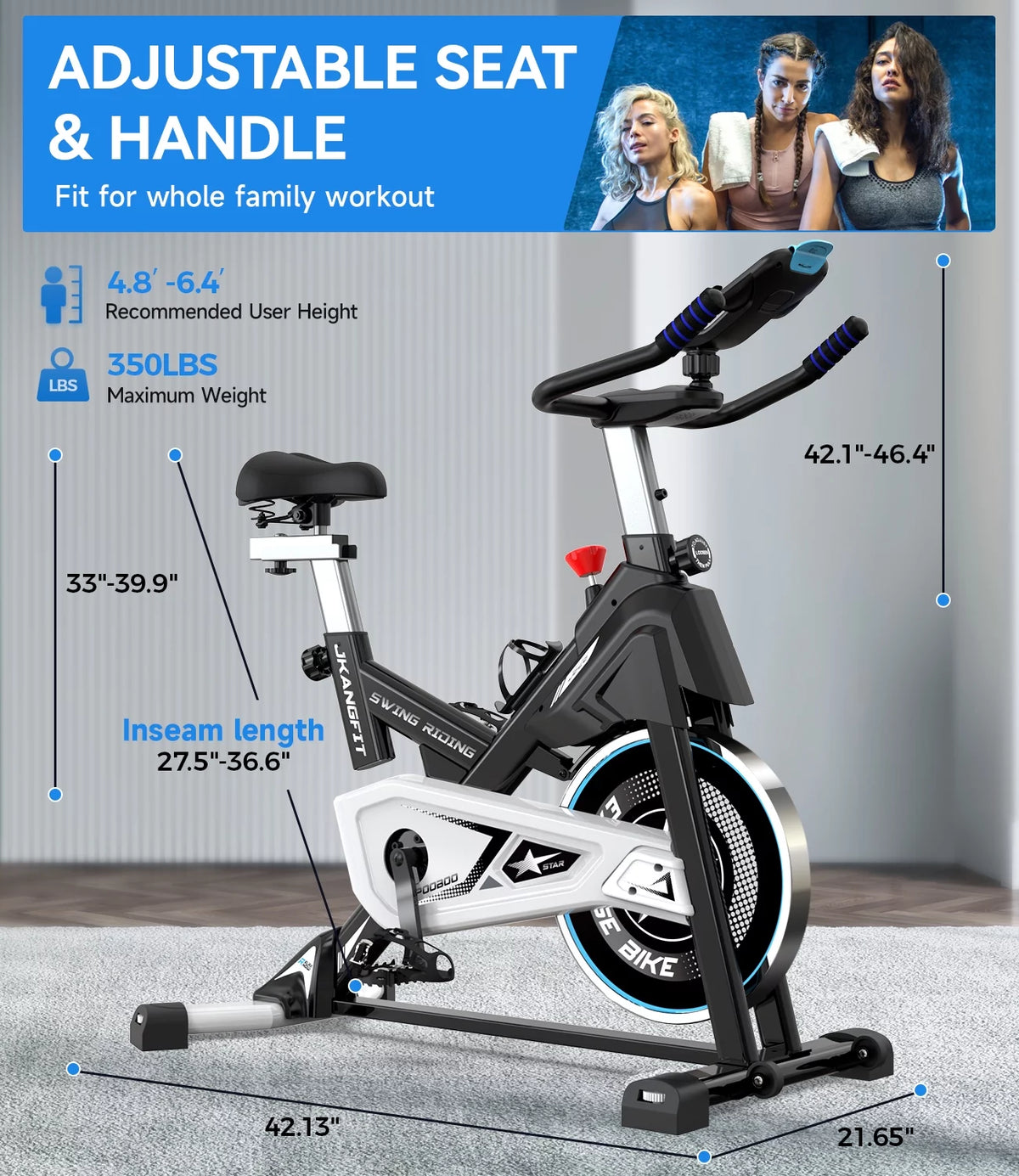 Belt Driven Indoor Cycling Bike with 44lbs Flywheel G85480