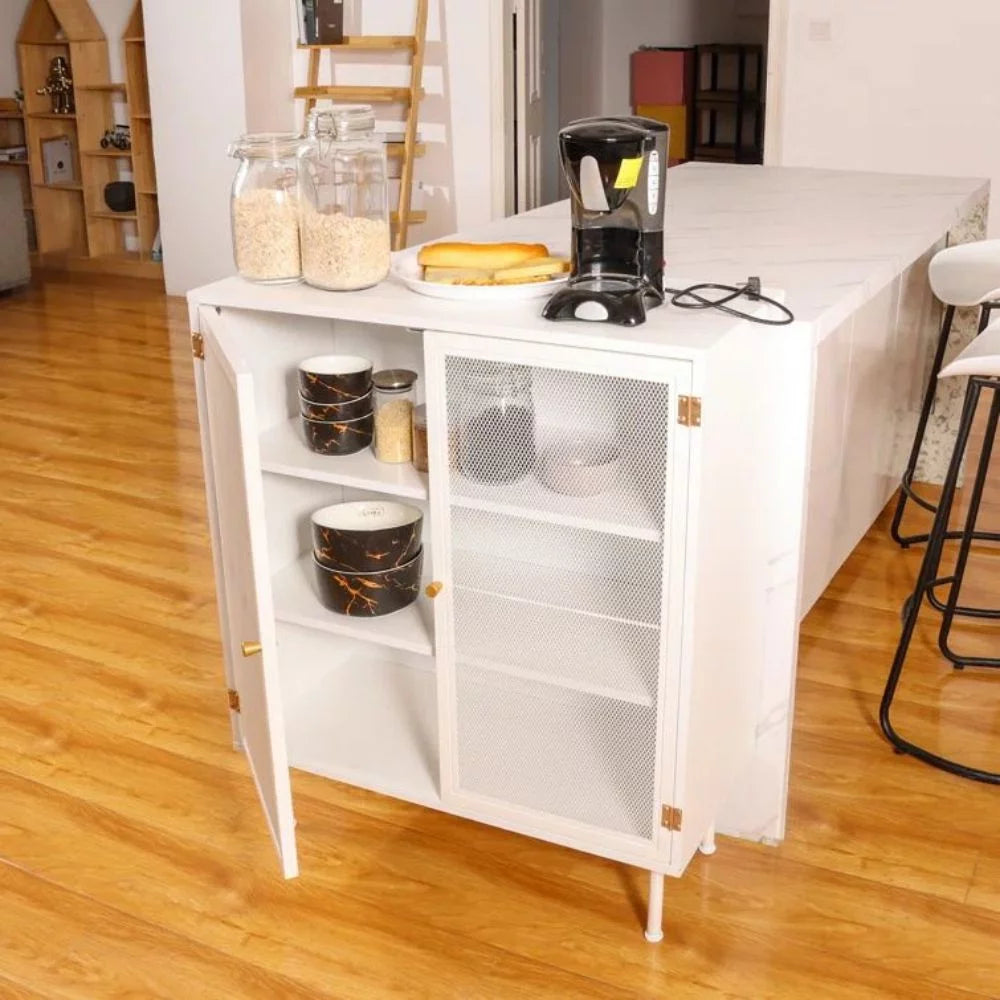 White Sideboard Buffet Cabinet with Storage I307059