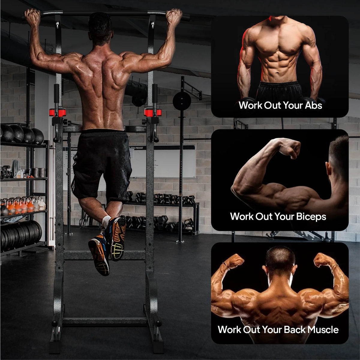 Power Tower Dip Station Pull up Bar 480lbs J256