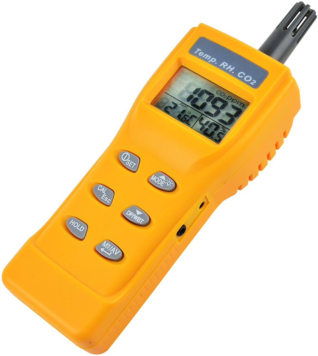 Yellow Digital Carbon Dioxide Temperature Humidity NDIR Sensor Tester S826009