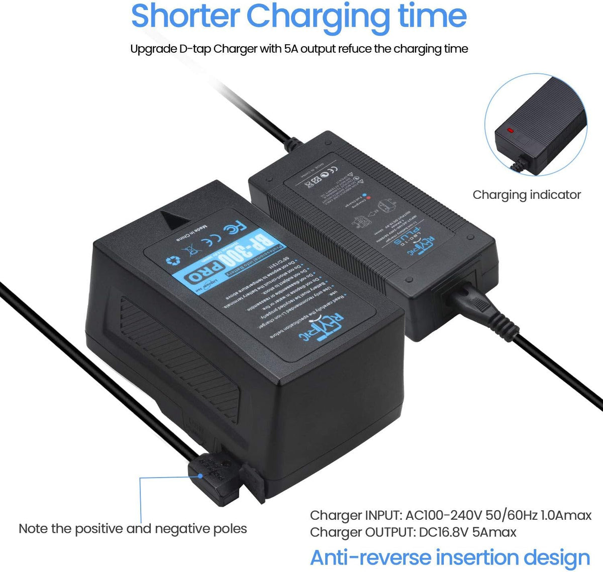 300Wh V Mount Battery with 5A Output D-Tap Charger and D-Tap Cable A864