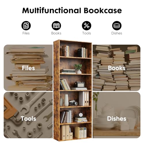 6 Shelf 63 Inch Tall Black Bookcase X99319