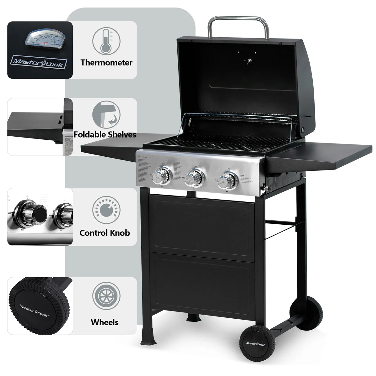 3 Burner Stainless Steel Propane Gas Grill P3705