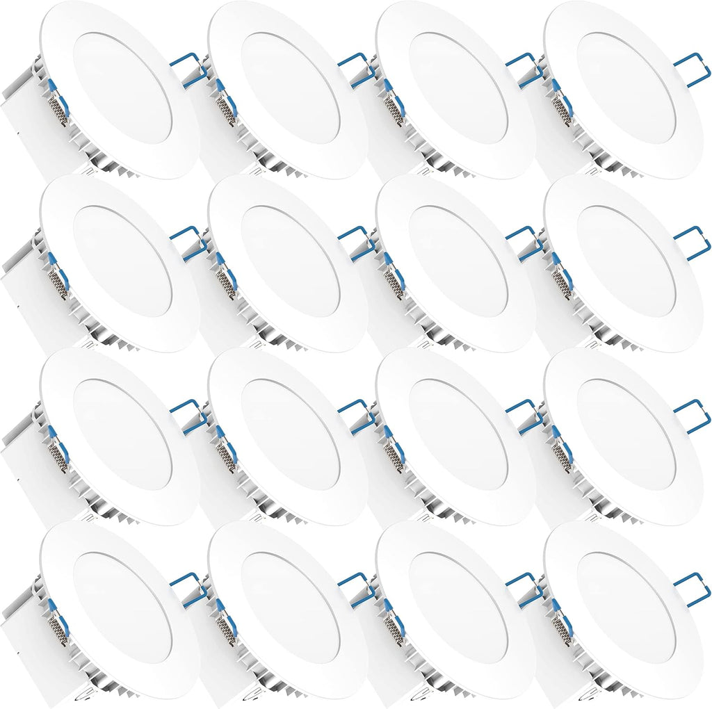 16 Pack 4 Inch Ultra Thin LED Recessed Ceiling Lights, 4000K Cool White, 10W, 650 LM, Dimmable O680