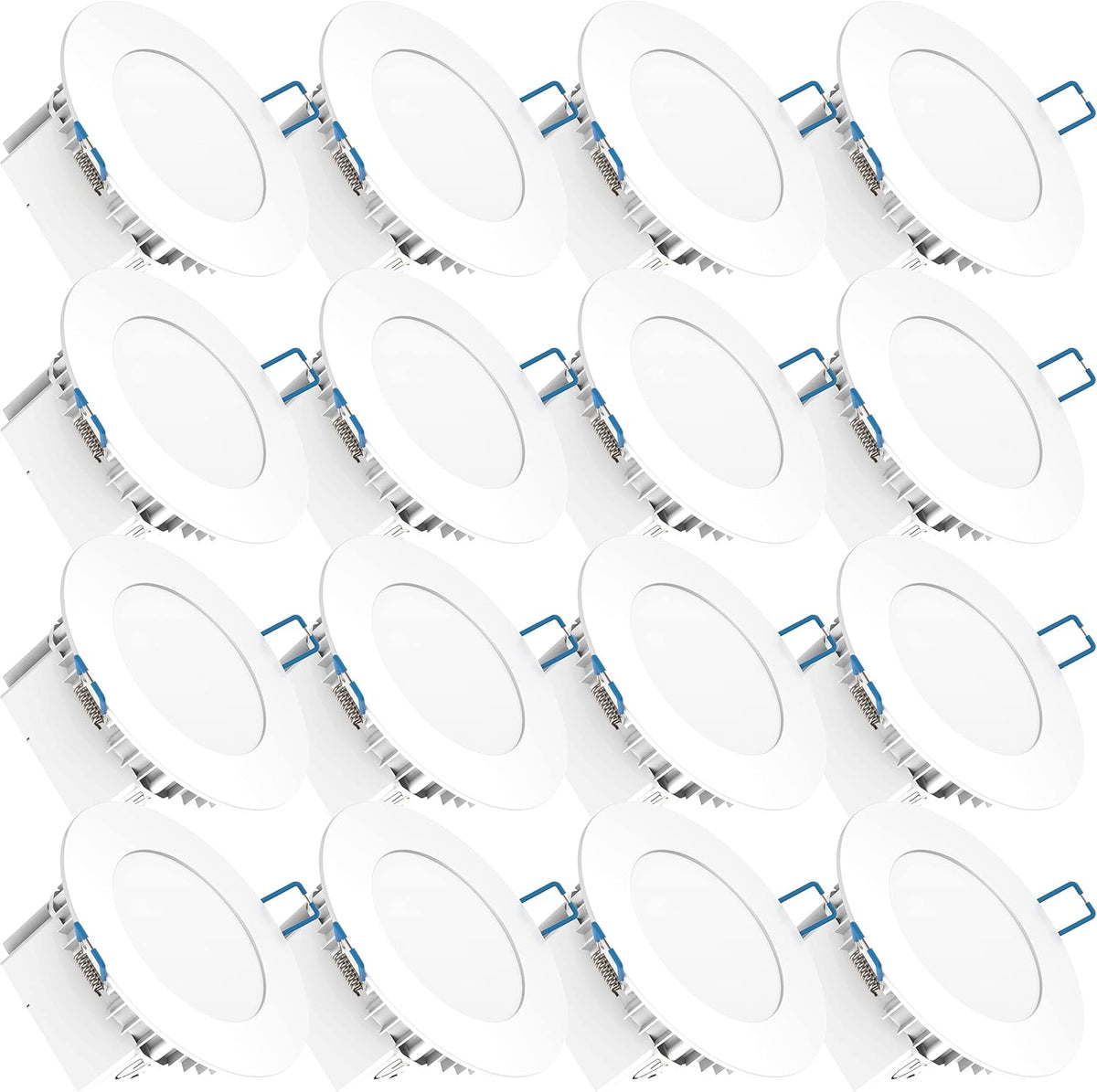 16 Pack 4 Inch Ultra Thin LED Recessed Ceiling Lights, 4000K Cool White, 10W, 650 LM, Dimmable O680