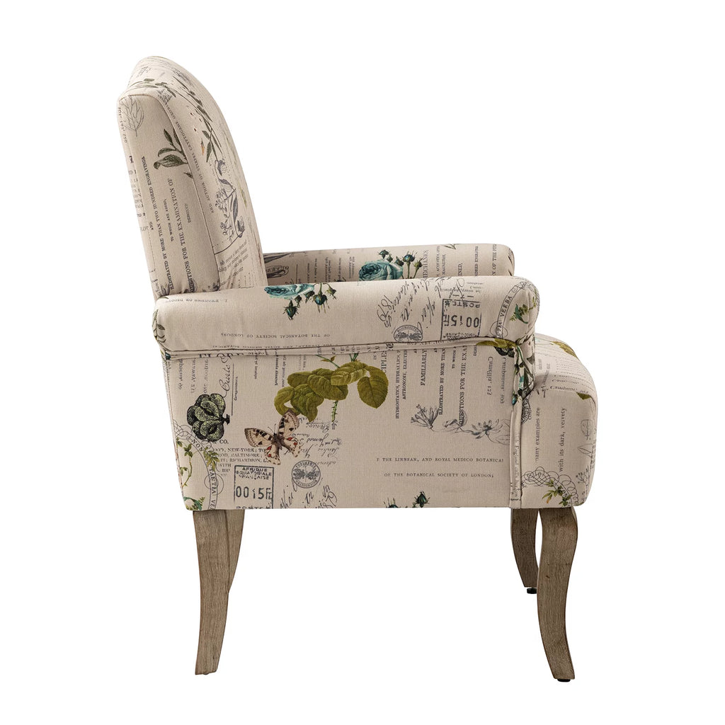 Upholstered Armchair Set of 2 with Pattern & Wooden Legs Y978844
