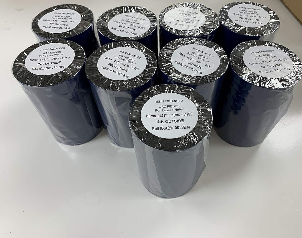 Black Standard Resin-Enhanced Wax Thermal Transfer Printer Ribbon 9-Rolls B690