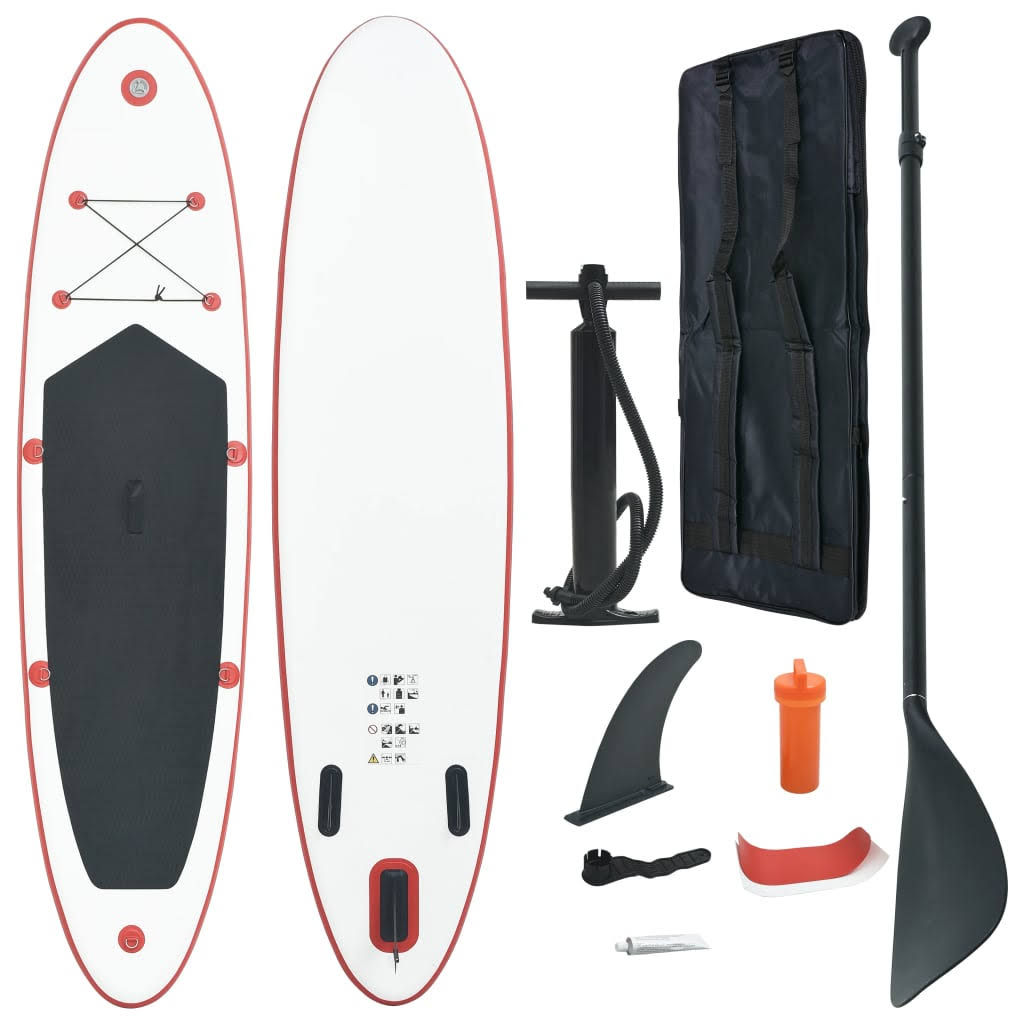 Red and White Inflatable Stand Up Paddleboard Set S37710
