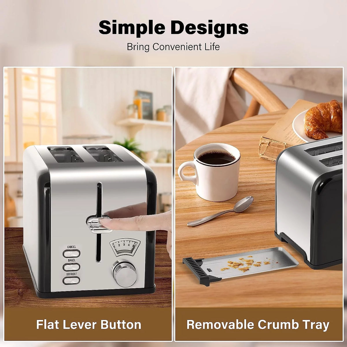 2-Slice Toaster with 1.5 inch Wide Slot, Black E197
