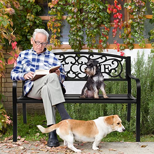 Black Metal Outdoor Bench L309