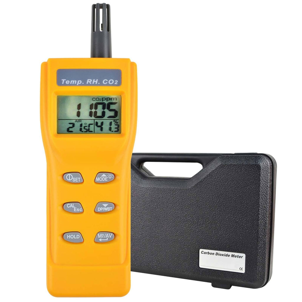 Yellow Digital Carbon Dioxide Temperature Humidity NDIR Sensor Tester S826009