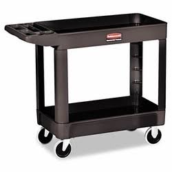 Black Two-Shelf Heavy-Duty Utility Cart U287