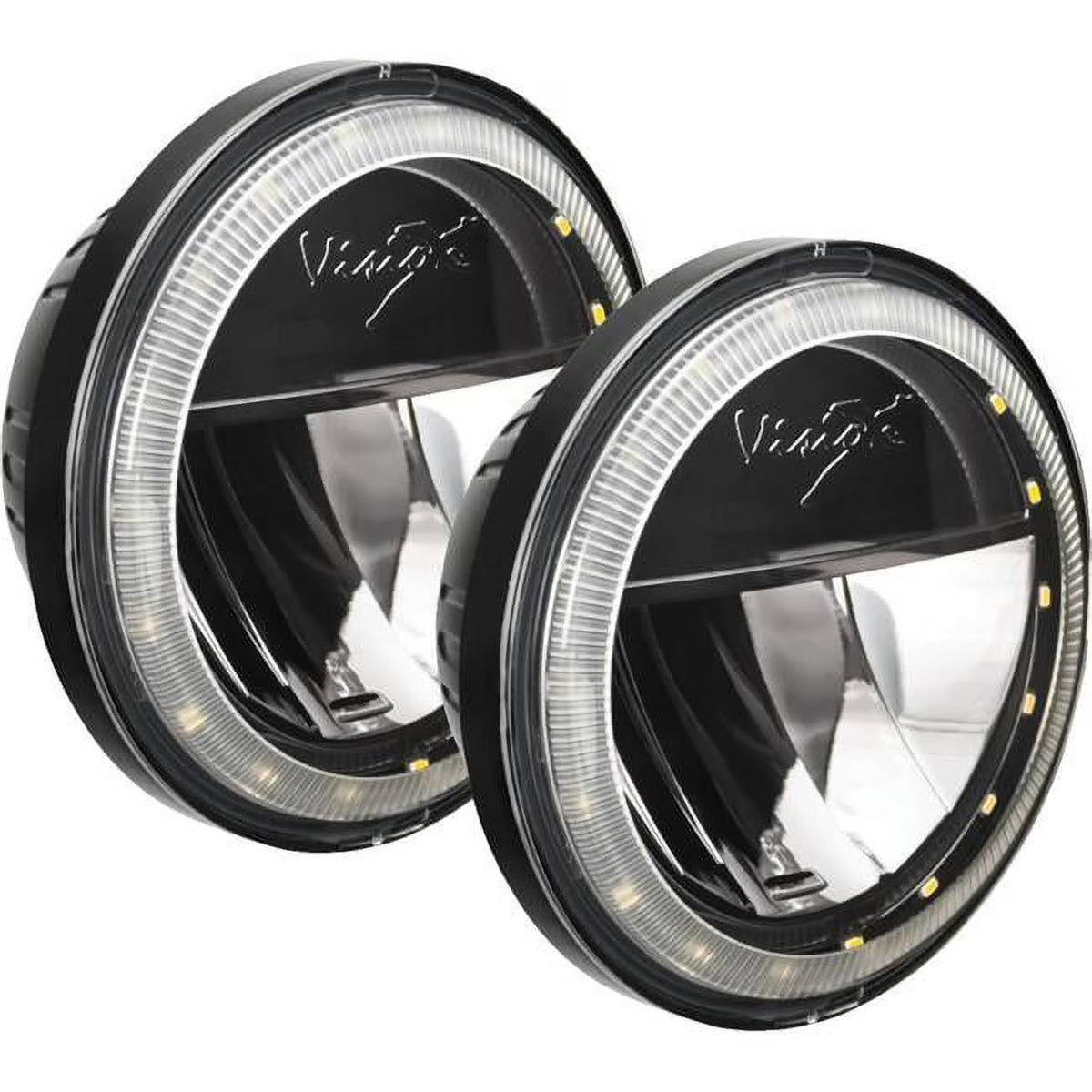 4.5 in. Round Black & Chrome LED Headlight - Set of 2 S214