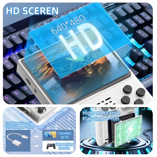 White Handheld Retro Gaming Console with 256GB TF Card V65573