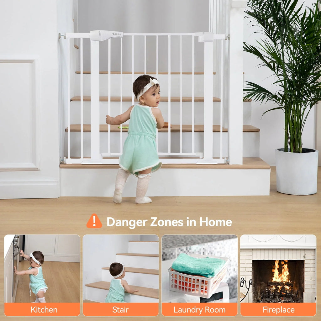Baby Safety Gate, 29.5''- 40.5'' Wide Pressure Mount, Black K192430