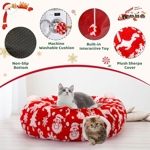Cat Tunnel Bed Christmas Tree Skirt for Indoor Cats O38145