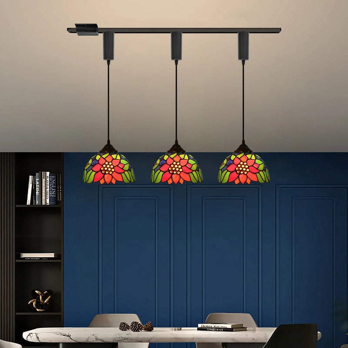 3 Lights Tiffany Style H Track Pendant Lighting F16197
