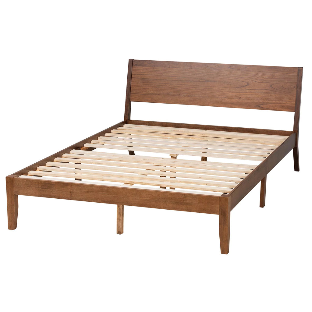 Walnut Brown Wood King Size Platform Bed Z628