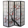 Black 4 Panel Plum Blossom Room Divider G659