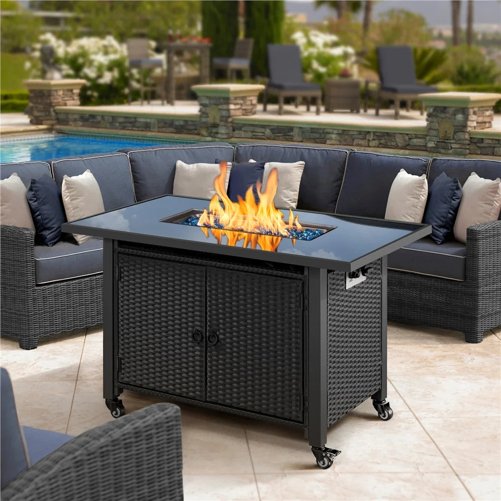 Black Propane Fire Pit Table X6316