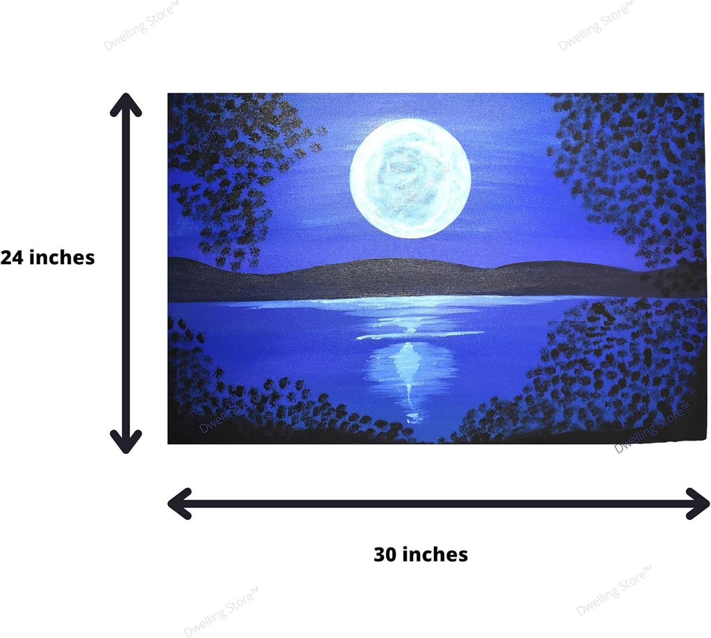 Canvas Wall Art Moon Picture Painting 36x24 Inches F29481