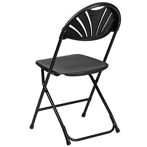 Black Plastic Fan Back Folding Chair M693