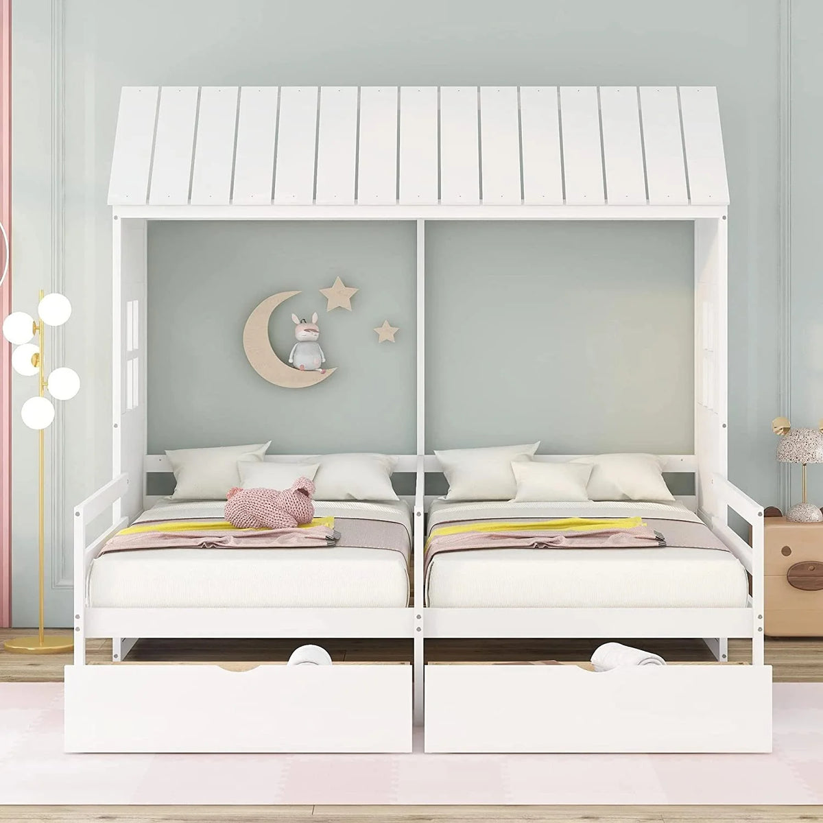 Double Bed Frames with Storage and Rails X599174