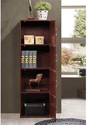 4 Shelf 4 Door Bookcase in Mahogany V11106