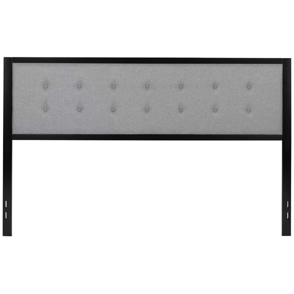 Light Gray Fabric Upholstered King Size Headboard D515