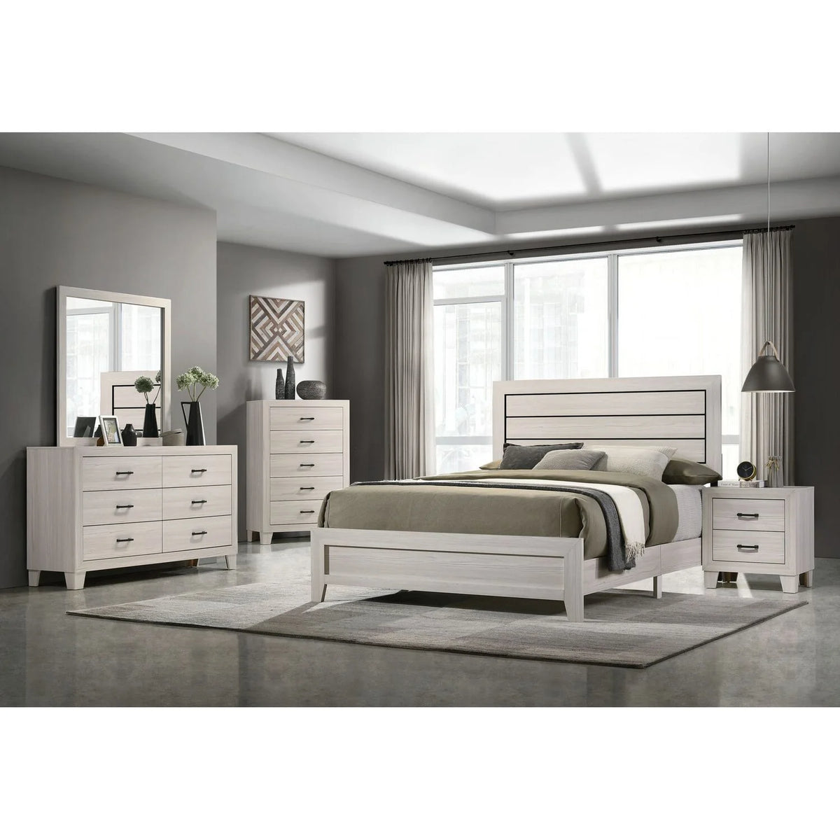 Gray Queen 3PC Panel Bedroom Set R8903